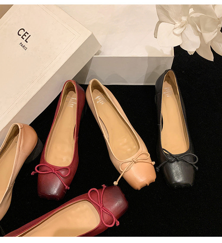 Karin Luna In Stock In Stock ~Full leather inside and out Pig Nose Bow Retro Thick Heel Mary Jane Shoes