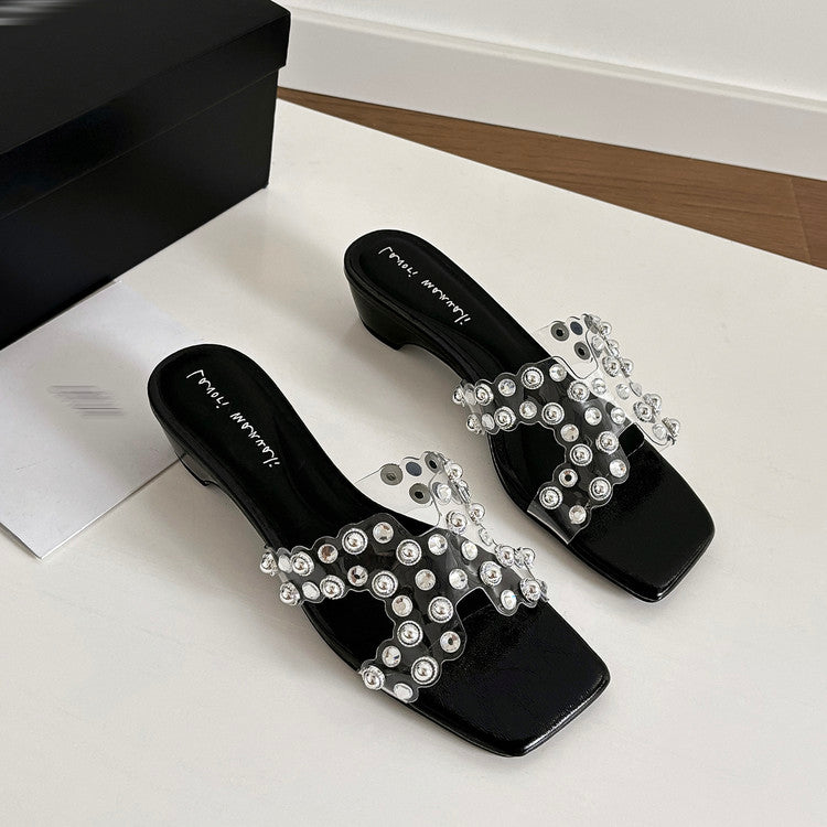 Karin Luna In Stock Spot Goods Classic versatile transparent sequin slippers