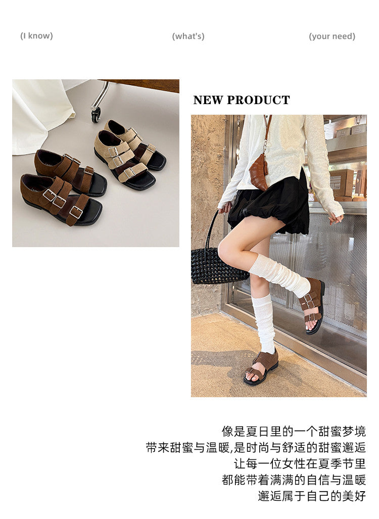 Karin Luna In Stock Spot Goods   Casual Belt Buckle Thick-soled Versatile Sandals