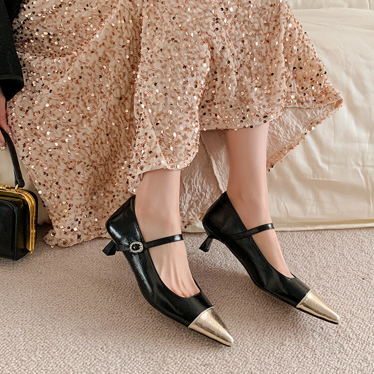Karin Luna In Stock  Spot Goods In Stock  Classic Color Block Pointed Toe Hot-Selling Elegant Stiletto Pumps