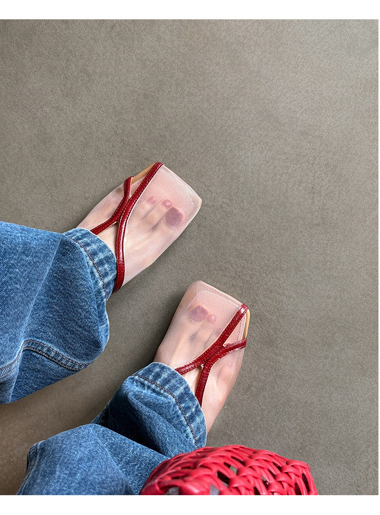 Karin Luna In Stock Spot Goods  Square Toe Mesh Sandals