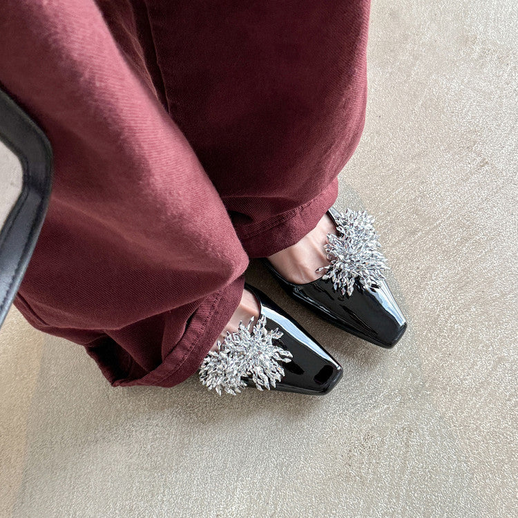 Karin Luna In Stock Spot Goods Exquisite Fireworks Buckle Small Square Toe Chunky Heel Commuter Shoes