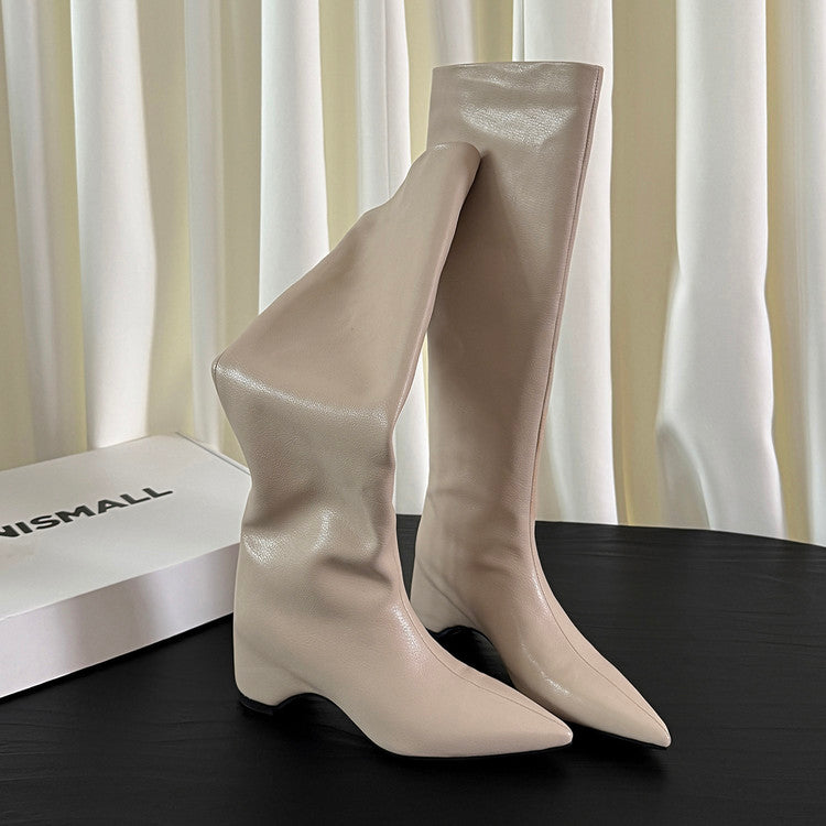 Karin Luna Hot-Selling Internal Height Increase Pointed Toe Straight-Leg Hot-Selling Long Boots