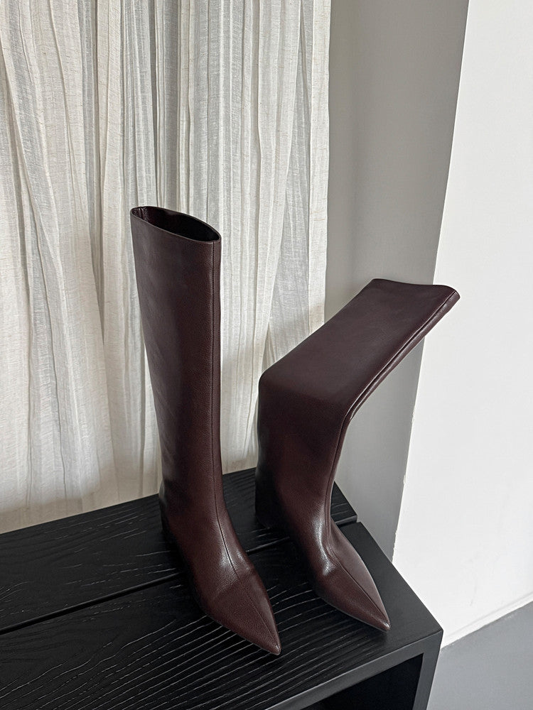 Karin Luna Hot-Selling Internal Height Increase Pointed Toe Straight-Leg Hot-Selling Long Boots
