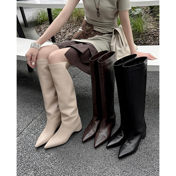 Karin Luna Hot-Selling Internal Height Increase Pointed Toe Straight-Leg Hot-Selling Long Boots