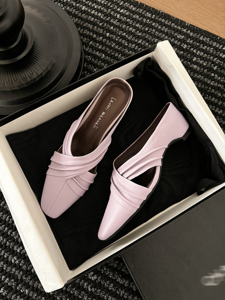 Karin Luna In Stock In Stock Basic Elegant Fairy Style Small Square Toe Sheepskin Slippers