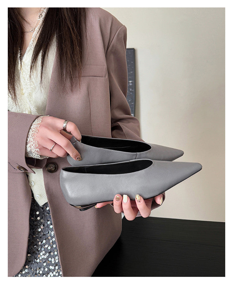 Karin Luna In Stock Spot Goods Classic three-color pointed toe metal heel shoes