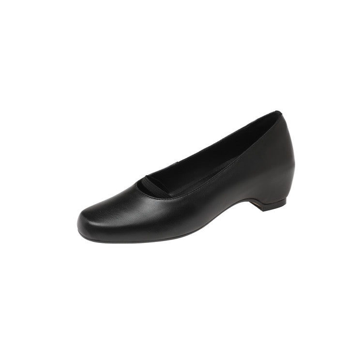Karin Luna In Stock Spot Goods    Retro Elastic Band Chunky Heel Single Shoes