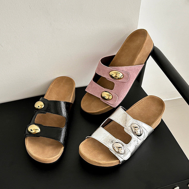 Karin Luna   Casual Style   Thick Sole Belt Buckle Slide Sandals