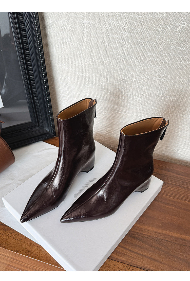 Karin Luna Versatile Elegant Style Pointed Toe Hidden Wedge Short Boots