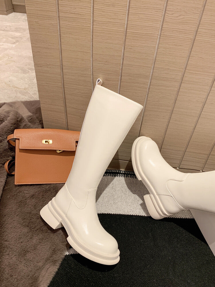 Karin Luna In Stock Spot Goods  Always in stock  Classic Basic Style Round Toe Thick Sole Knight Boots