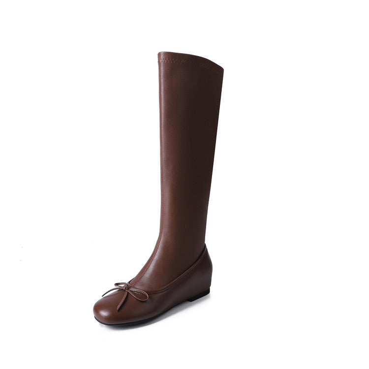 Karin Luna In Stock Spot Goods  Butterfly Knot Round Toe Hidden Heel Boots