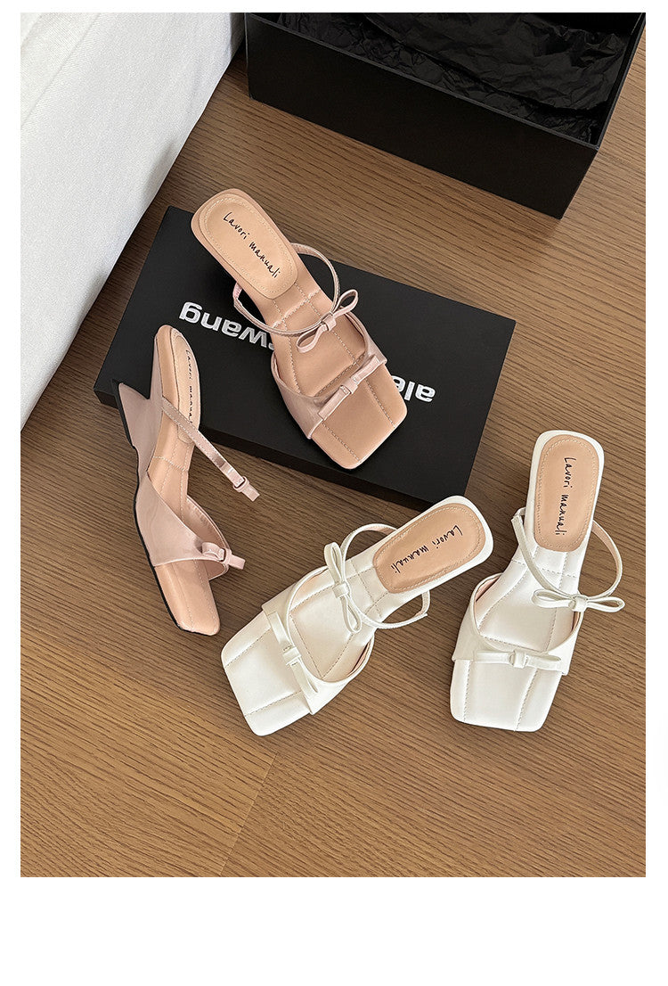 Karin Luna Hot Item Hot Item Self-Flow Square-Toe Irregular Heel Slippers