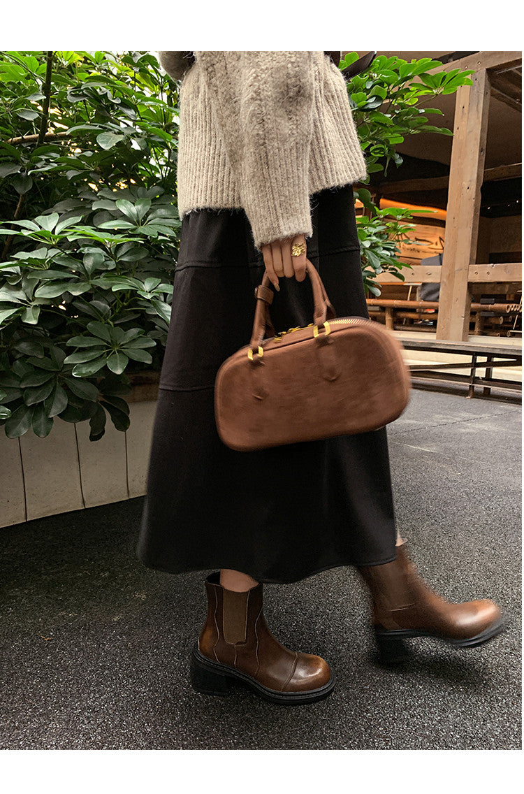 Karin Luna In Stock Spot Goods  Round Toe Stretch Round Toe Chelsea Short Boots
