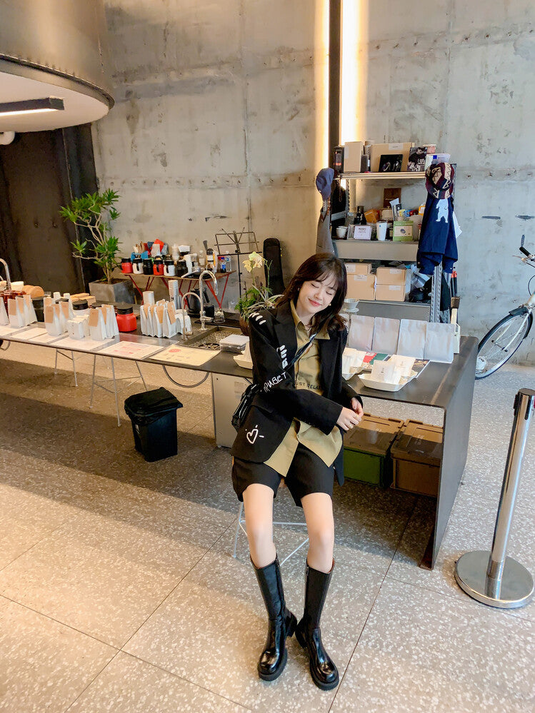 Karin Luna In Stock Spot Goods  Always in stock  Classic Basic Style Round Toe Thick Sole Knight Boots