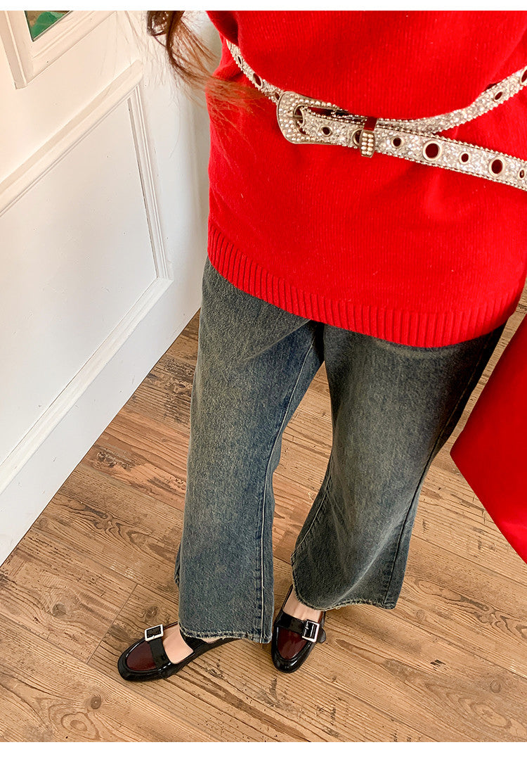 Karin Luna In Stock Spot Goods One-Strap Height-Increasing Belt Buckle Single Shoes