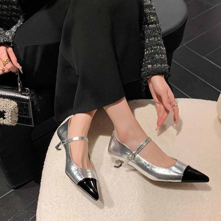 Karin Luna In Stock  Spot Goods In Stock  Classic Color Block Pointed Toe Hot-Selling Elegant Stiletto Pumps