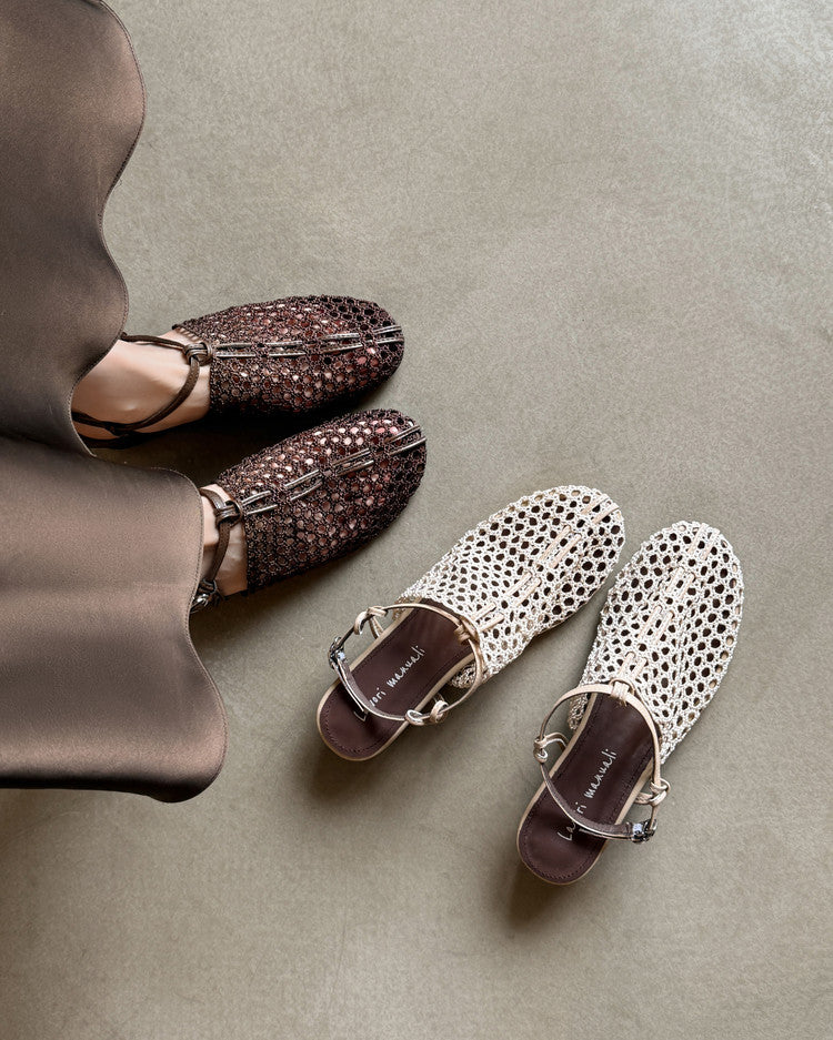 Karin Luna In Stock Spot Goods  Resort Style Series~Casual woven closed-toe flat sandals