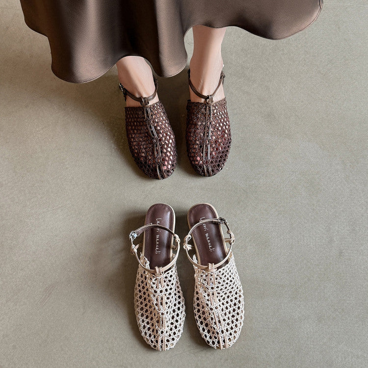 Karin Luna In Stock Spot Goods  Resort Style Series~Casual woven closed-toe flat sandals