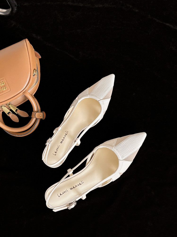 Karin Luna In Stock Spot Goods  Mesh Patchwork Pointed Toe Elegant Closed-Toe Sandals