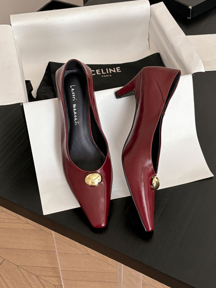 Karin Luna In Stock In Stock ~Basic Versatile French Style Small Square Toe Shallow Mouth Single Shoes