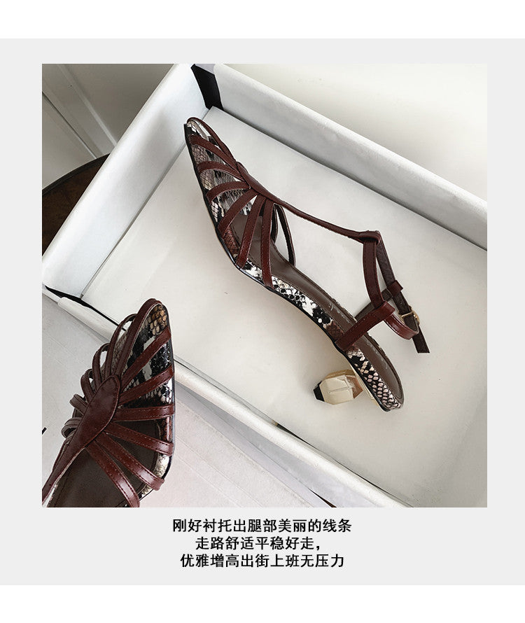 Karin Luna In Stock Spot Goods Open-toe French Style Metal Heel Sandals