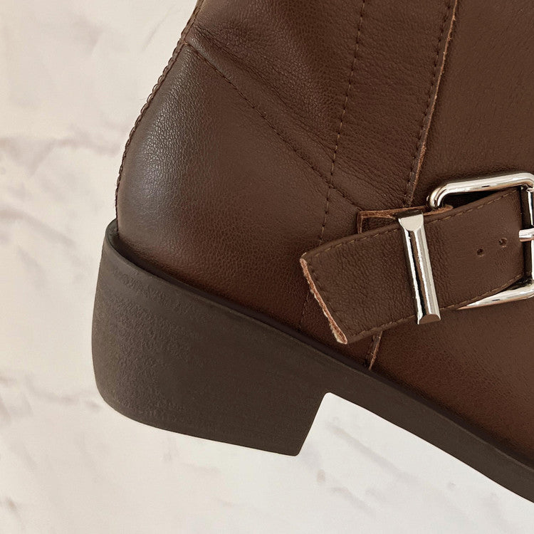 Karin Luna In Stock In Stock European and American Style Square Toe Thick Sole Belt Buckle Long Boots