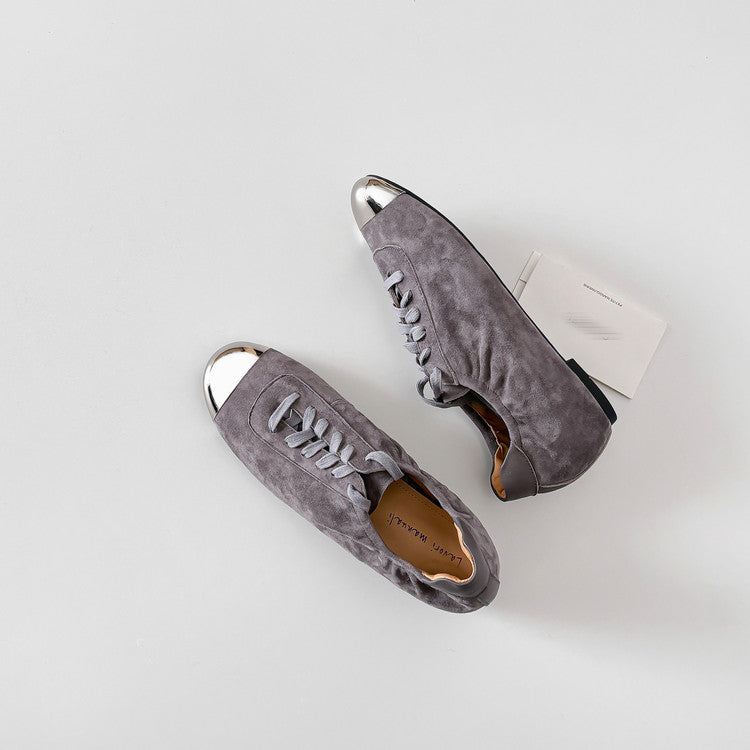Karin Luna In Stock In Stock  High-end Metal Toe Lace-up Flats