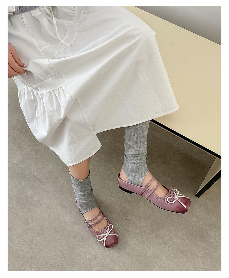 Karin Luna In Stock In Stock   Summer New Sweet Bowknot Color Block Square Toe Height-Increasing Slippers