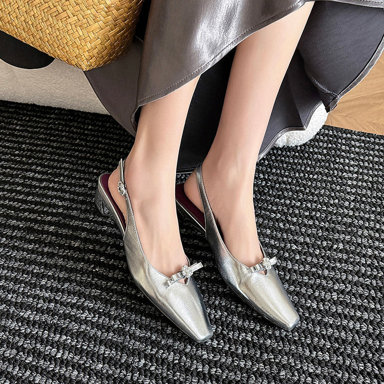 Karin Luna In Stock In Stock Sweet Bowknot Small Square Toe Chunky Heel Closed-toe Elegant Retro Sandals