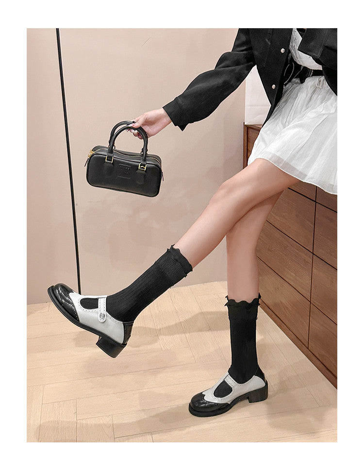 Karin Luna In Stock Spot Goods  Color Matching t Round Toe British Style Single Shoes