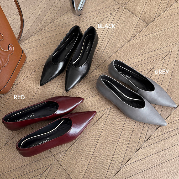 Karin Luna In Stock Spot Goods Classic three-color pointed toe metal heel shoes