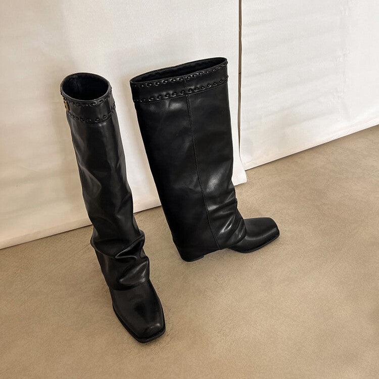 Karin Luna cool girl Stylish and Sweet Square-Toe Booties