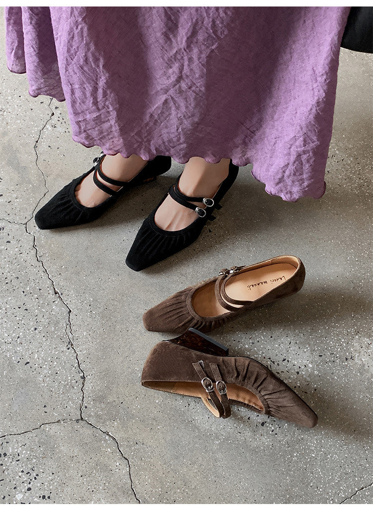 Karin Luna Full Leather Inside and Out Popular Element Amber Heel Elegant French Style Single Shoes