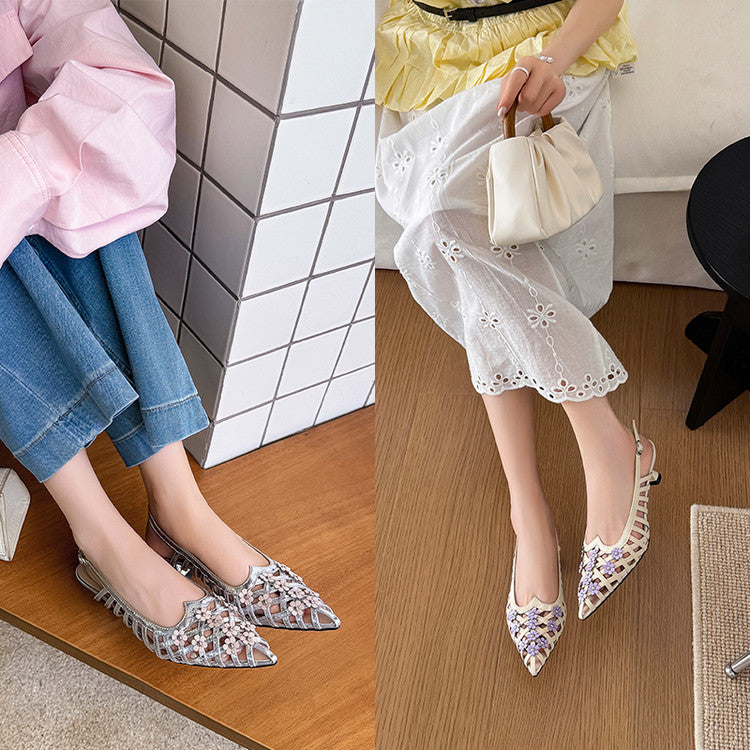 Karin Luna In Stock Spot Goods  Purely Handmade Flowers High-end Hollow Out Sandals