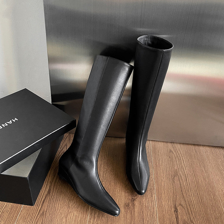 Karin Luna In Stock  In-stock Square Toe Straight Slip-on Long Boots