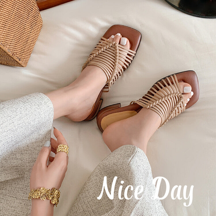Karin Luna In Stock Spot Goods  Resort Style Handwoven Flat Sole Slippers