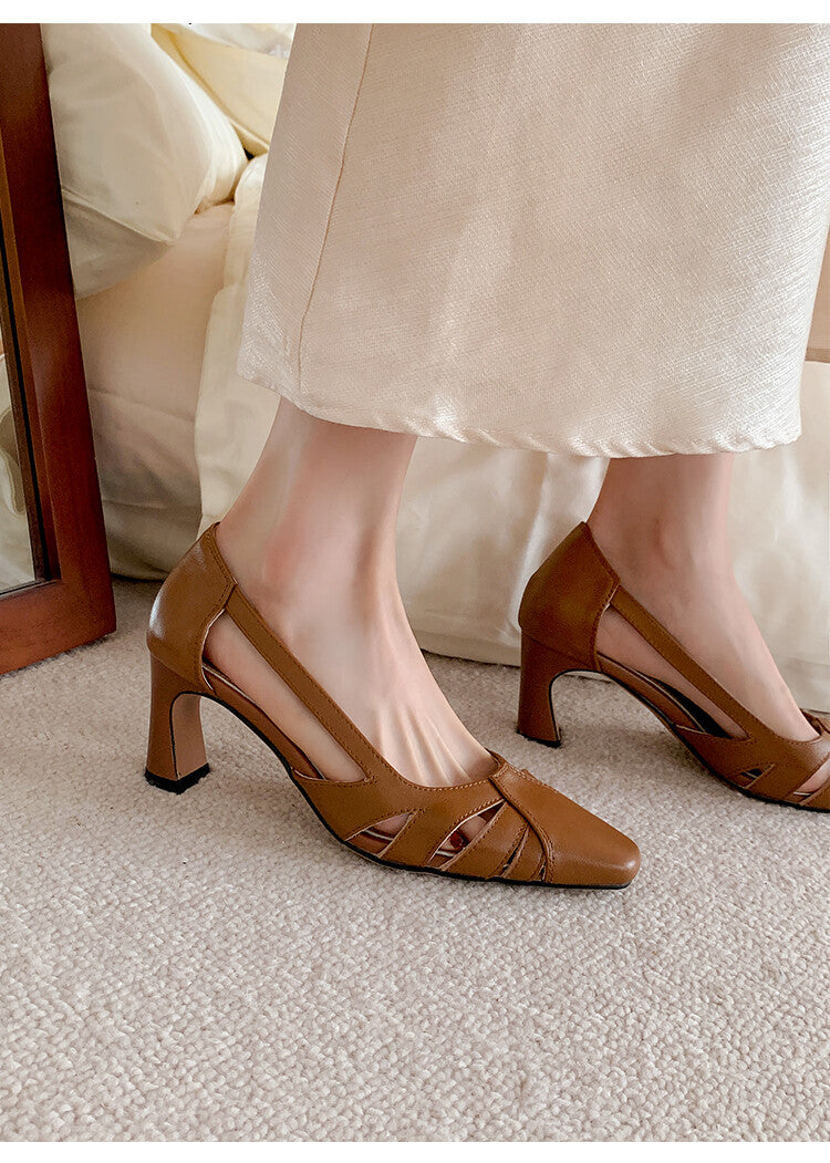Karin Luna Hot-Selling Retro Big Item Big Goods Available for sale all seasons French-style Hollow Out Single Shoes Full leather inside and out