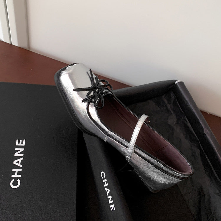 Karin Luna In Stock Spot Goods   One-strap Bowknot Square Toe Chunky Heel Mary Jane Shoes