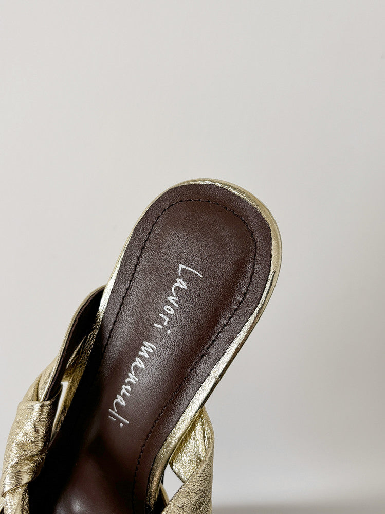 Karin Luna In Stock Spot Goods  Pointed Toe Irregular Heel Elegant Retro Strap Slippers