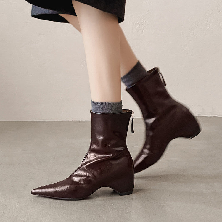 Karin Luna Versatile Elegant Style Pointed Toe Hidden Wedge Short Boots