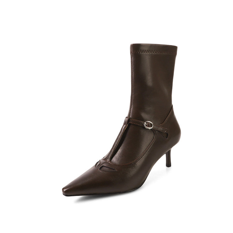 Karin Luna In Stock Spot Goods Elegant Stiletto Pointed Toe Side Zipper Short Boots
