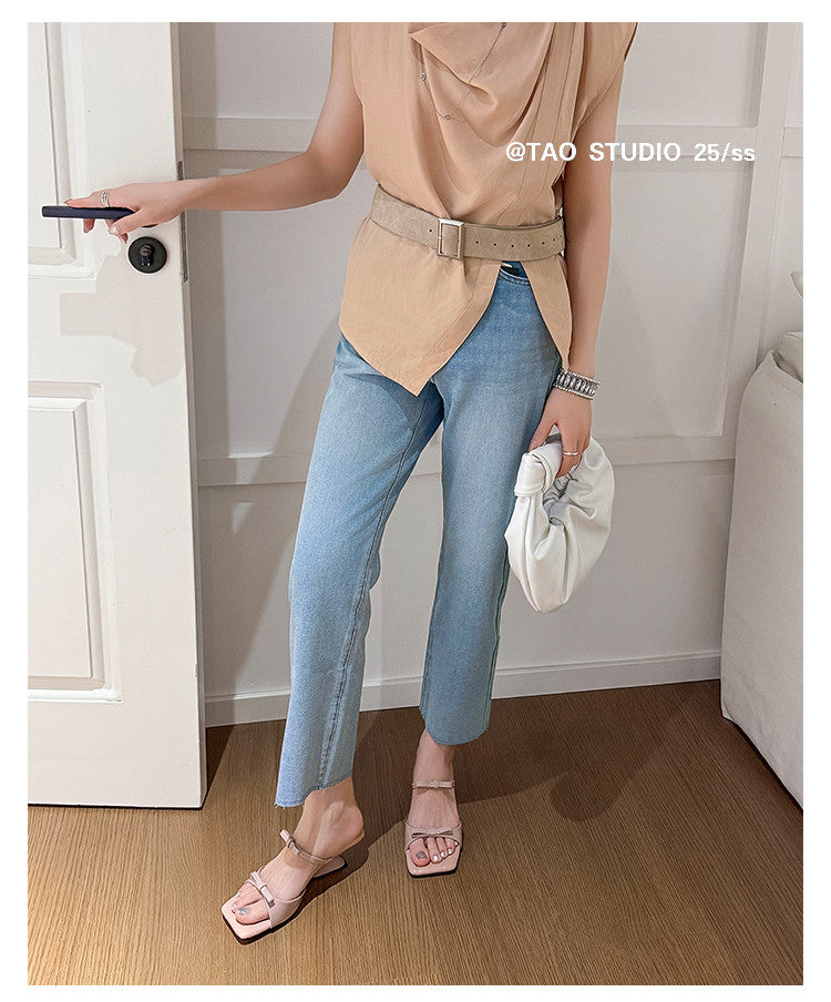 Karin Luna Hot Item Hot Item Self-Flow Square-Toe Irregular Heel Slippers