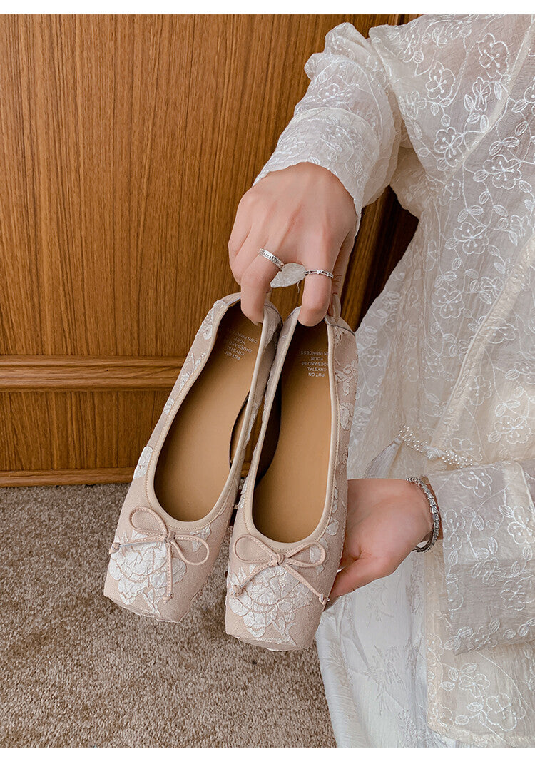 Karin Luna In Stock  In stock  Vintage Chinese Style Embroidered Rose~ Butterfly Knot Granny Shoes