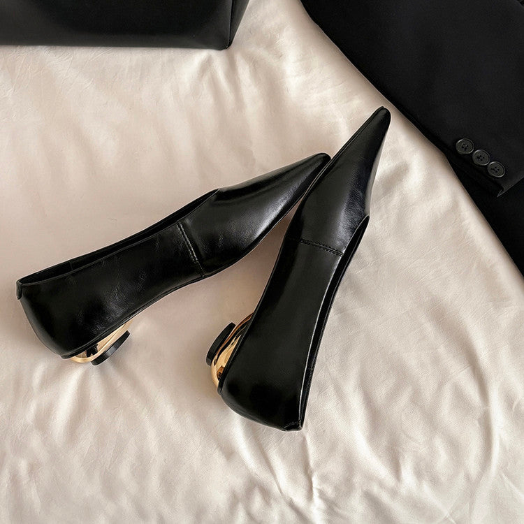 Karin Luna In Stock Spot Goods Classic three-color pointed toe metal heel shoes