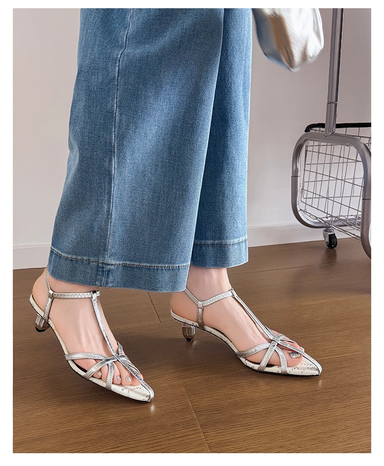 Karin Luna In Stock Spot Goods  French-style Hollow-out Thin Strap Sandals