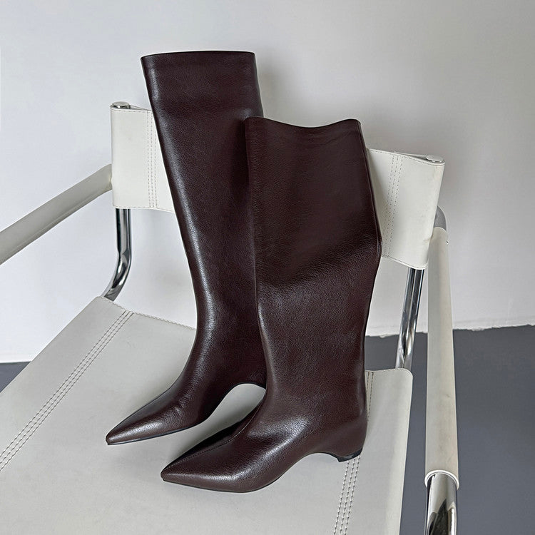 Karin Luna Hot-Selling Internal Height Increase Pointed Toe Straight-Leg Hot-Selling Long Boots