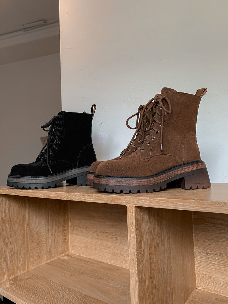 Karin Luna In Stock Casual style thin strap round toe suede ankle boots