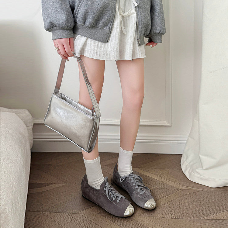 Karin Luna In Stock In Stock  High-end Metal Toe Lace-up Flats