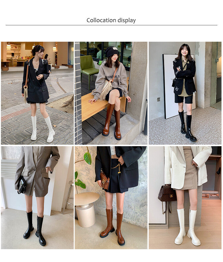 Karin Luna In Stock Spot Goods  Always in stock  Classic Basic Style Round Toe Thick Sole Knight Boots